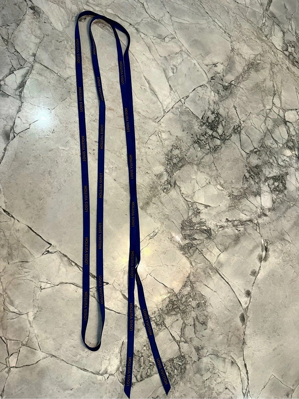 Louis Vuitton Blue & Gold Logo Ribbon EXTRA LONG 118” NEW
